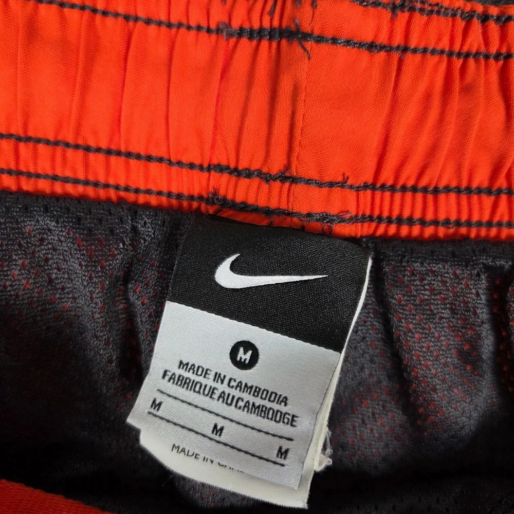 Nike Mens Swim Trunks Grey Orange Board Shorts Mesh Lined Medium RN37966